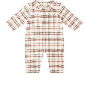 Rylee + cru baby pajama romper in holiday flannel